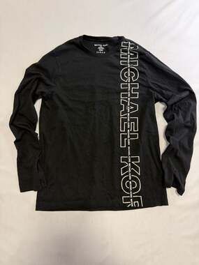 Michael Kors Men's Black Long Sleeve Graphic Spell Out T-Shirt Size Medium